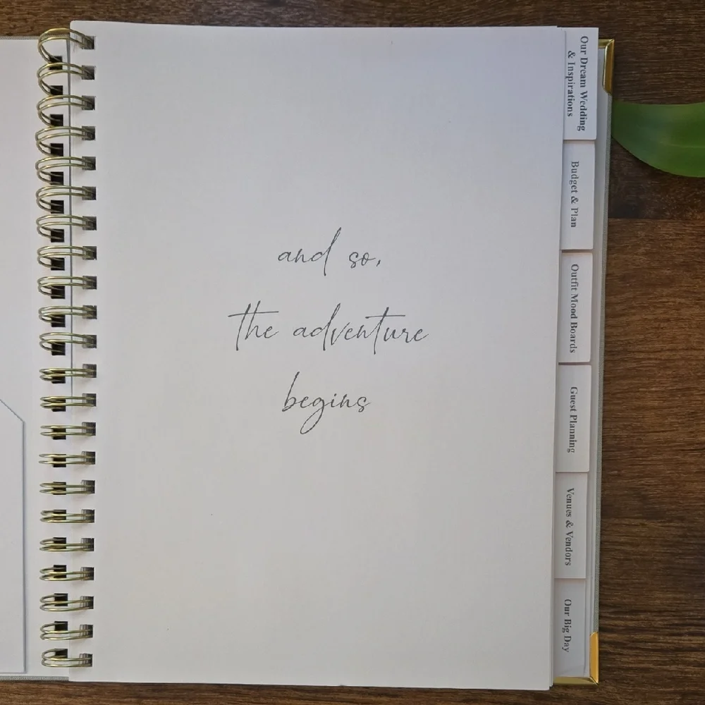New Elegant Sage Wedding Planner with Gold Accents